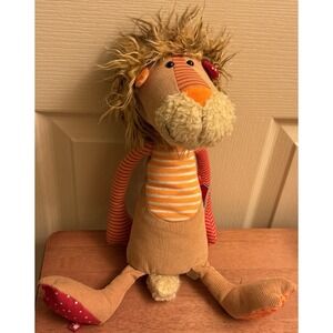 Sigikid‎ Lion Plush 15" Floppy Stuffed Toy Tan Corduroy Stripes Scharrer & Koch